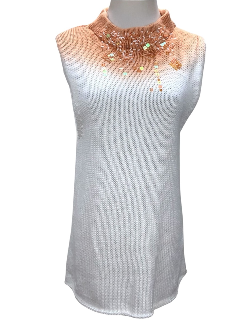 Vintage 90s Jessica Howard Beaded Ombre Sweater Tank Ramie Cotton Sz XL 16